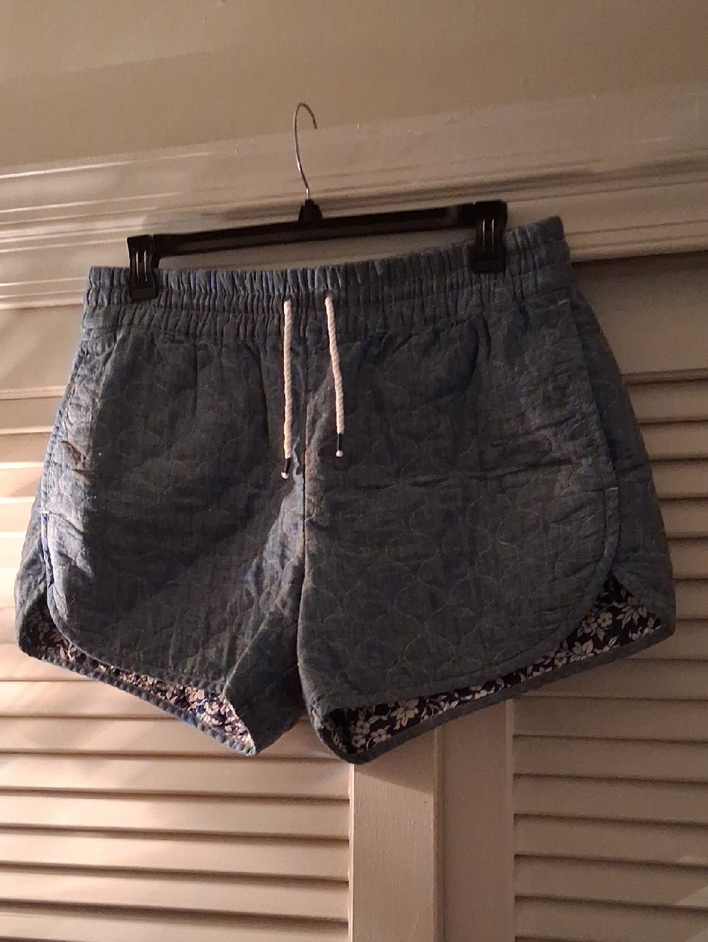 Polo by Ralph Lauren Light Blue Quilted Shorts with Floral Trim